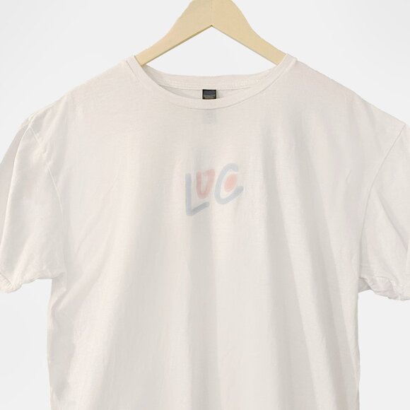 White LuCo Tee with pastel logo on front - Picture 1 of 2